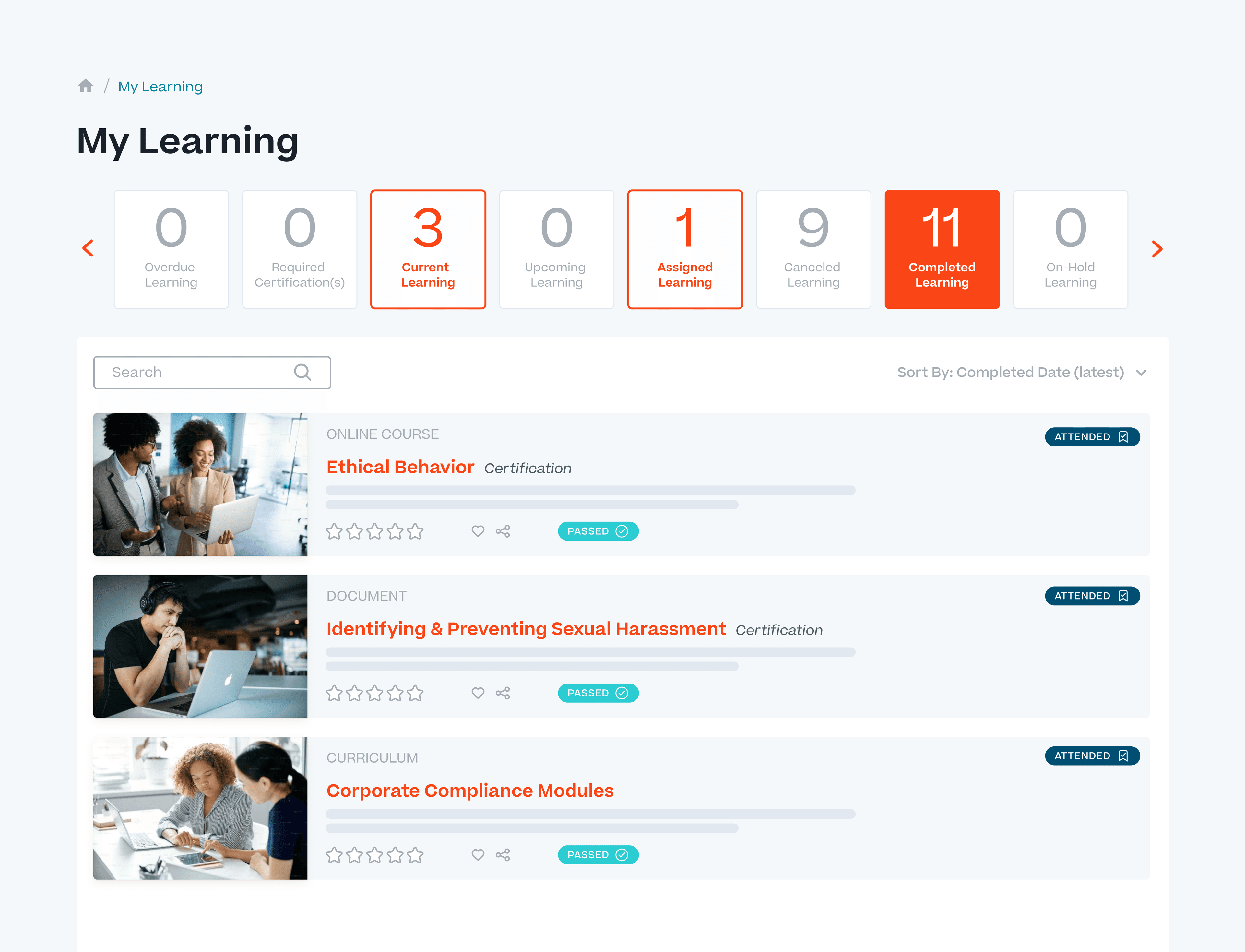 Product screen shot of Cornerstone Learn.